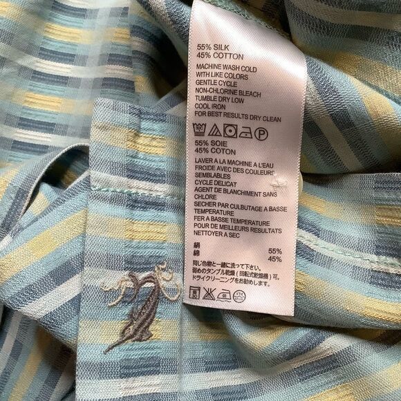 Tommy Bahama Large Pixel in Paradise Camp Shirt Waterfront Silk Turquois… - Picture 5 of 6